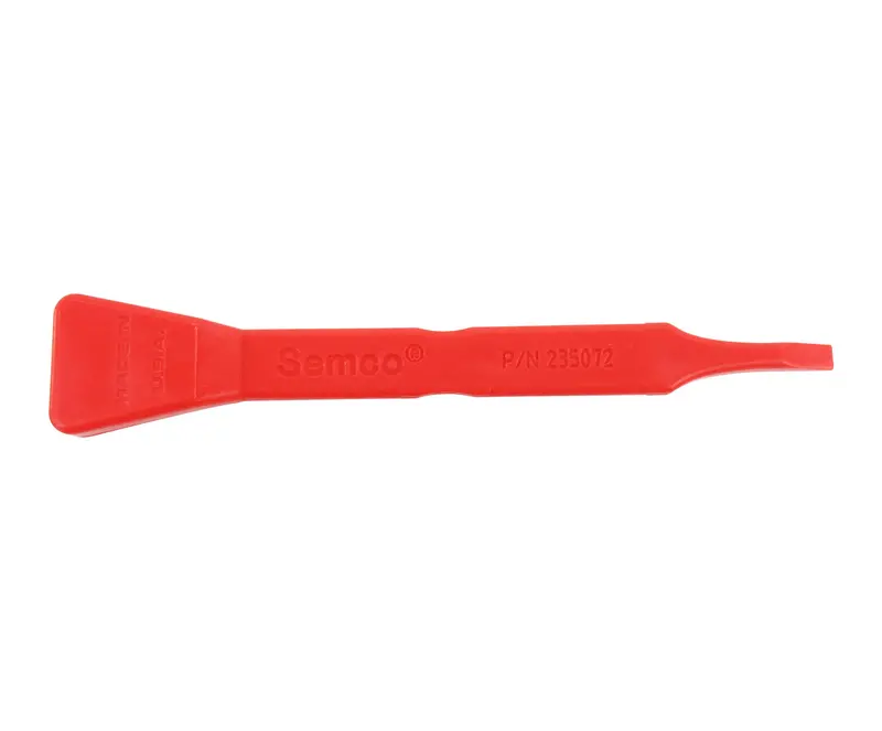235072 Red Ergonomic 6.70" Double Edge (0.20" & 1.20") Celcon Plastic Sealant Scraper 1