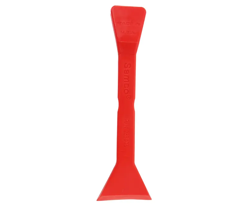 235075 Ergonomic Red 6.60" Double Edge (1.90" & 1.20") Celcon Plastic Sealant Scraper 2