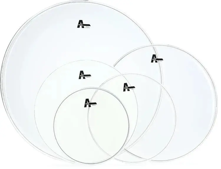 Attack Proflex 1 Rock 5-Piece Clear Drumheads Pack - 10", 12", 16", 22" With 14" Coated Snare Head 1