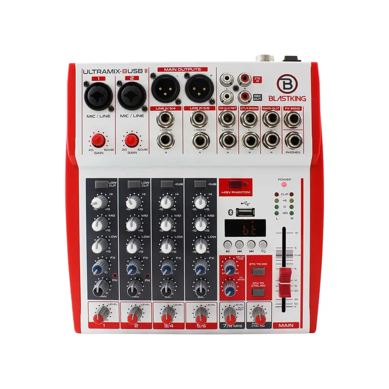 Blastking Ultramix-8Usbii 8 Channel Analog Stereo Mixing Console 1