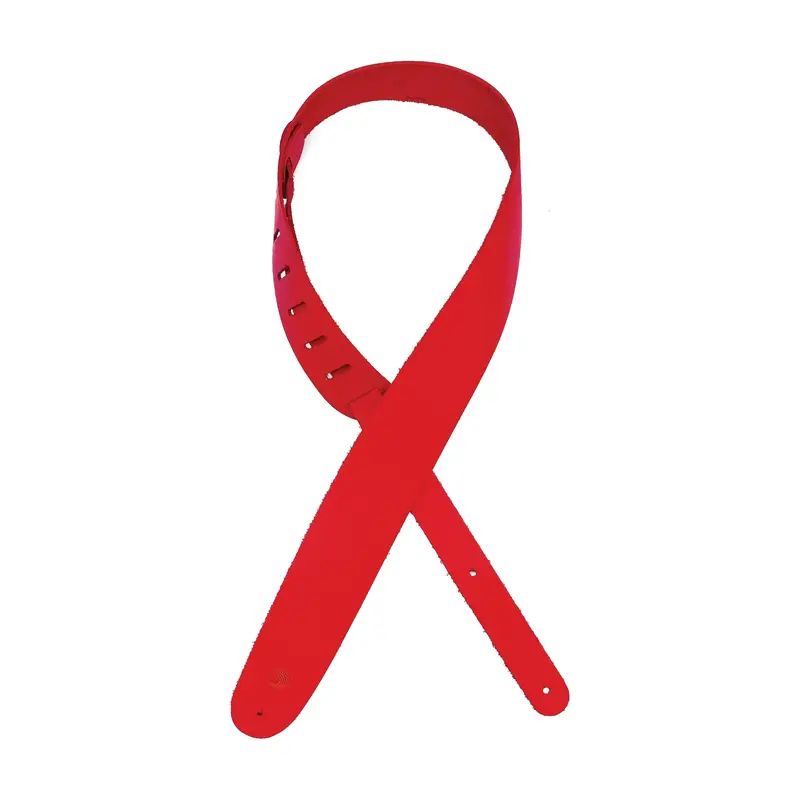 D'addario 2.5-Inch Basic Classic Leather Guitar Strap Adjustable 44.5" To 53" - Red 1