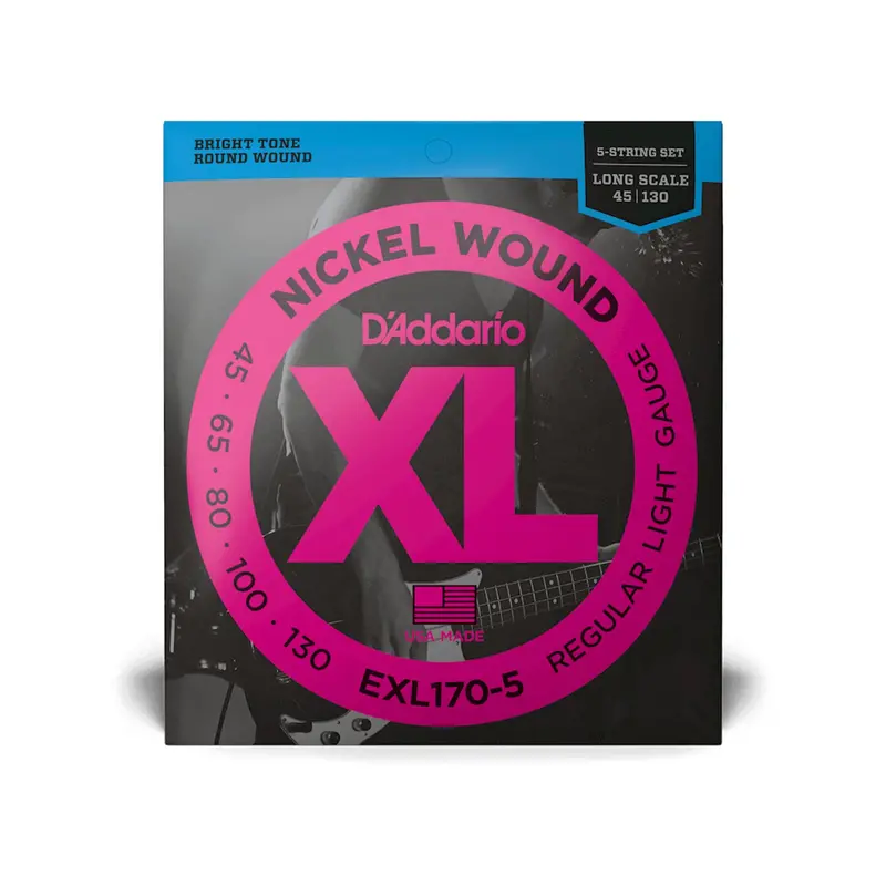 D'addario Exl170 Regular Light Long Scale 5-String Bass Strings .045-.130 1