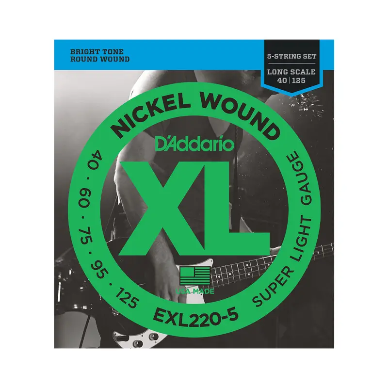 D'addario Exl220-5 Super Light Xl Nickel Wound Electric Bass Strings Long Scale 1