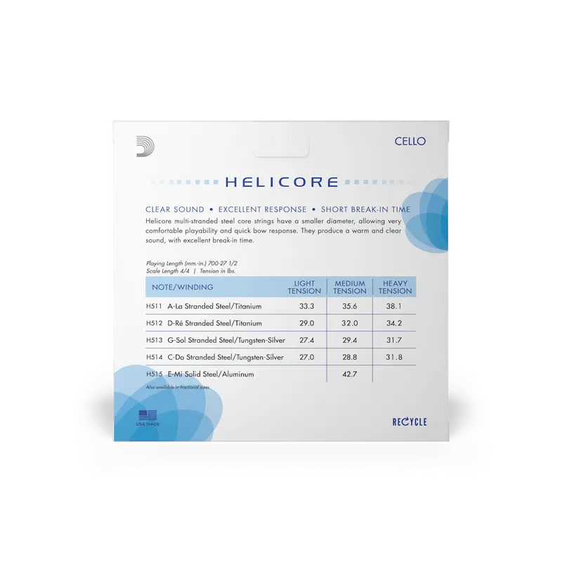 D'addario H510 Helicore Cello String Set - 4/4 Med Tension 2