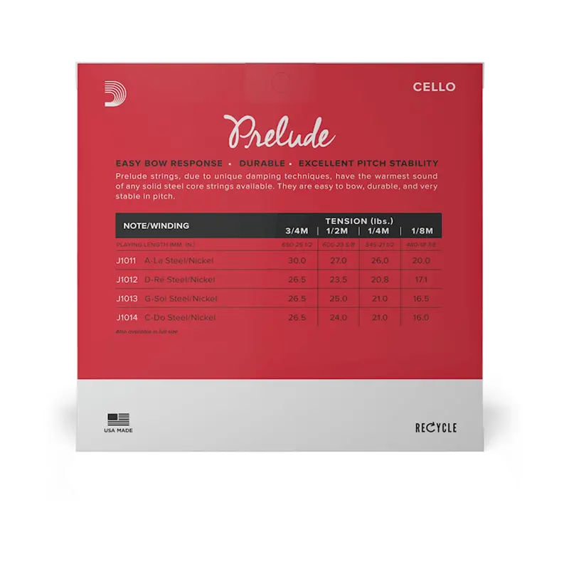 D'addario J10103/4M Prelude Cello Strings - 3/4 Scale Medium Tension 2