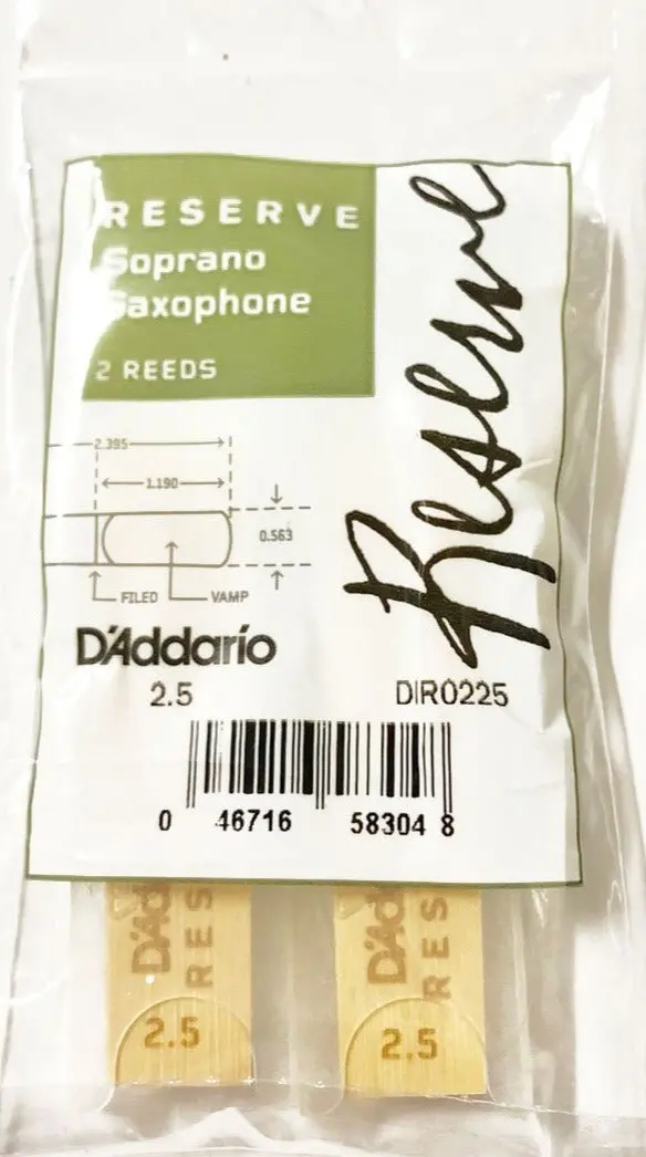 D'addario Reserve Soprano Saxophone Reeds, 2 Pack -#2.5 1