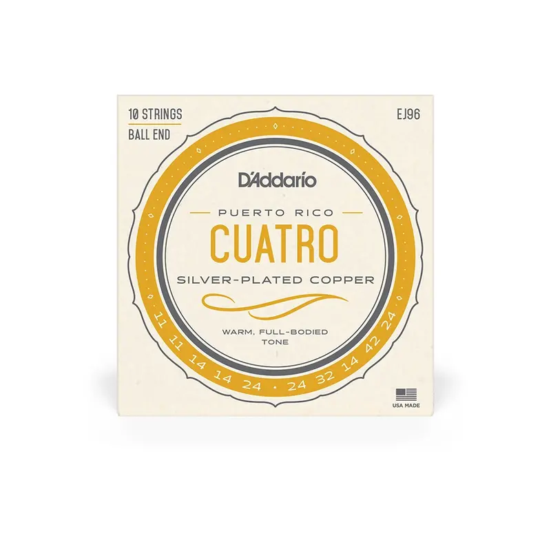 D'addario Silver Plated Copper Puerto Rican Cuatro Strings 10 String Set 1