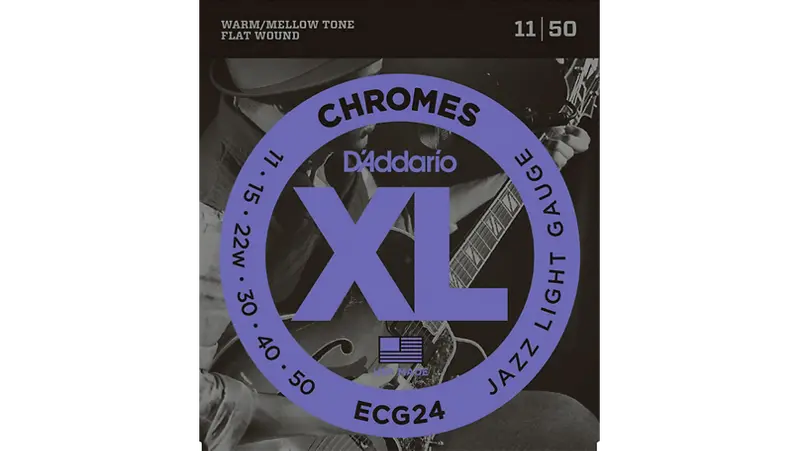 D'addario Xl Chromes Jazz Light Electric Guitar Strings Ecg24 Flatwound 1