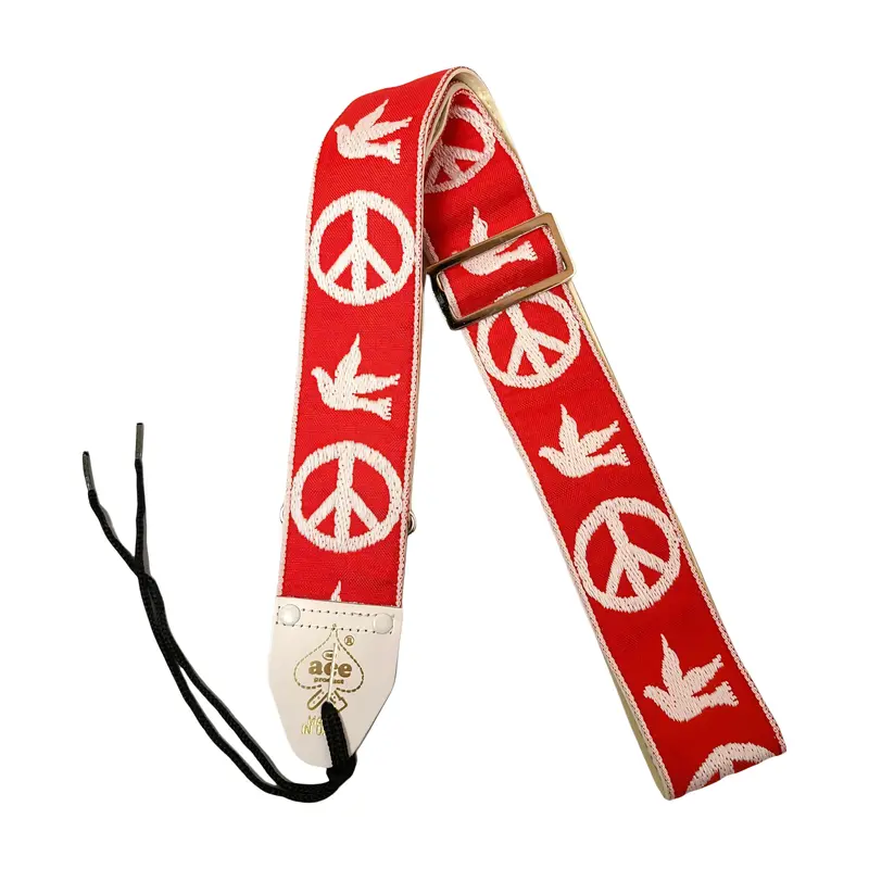 D'andrea Dn-Ace06 Ace Vintage Reissue Guitar Strap Peace & Dove - Red 1