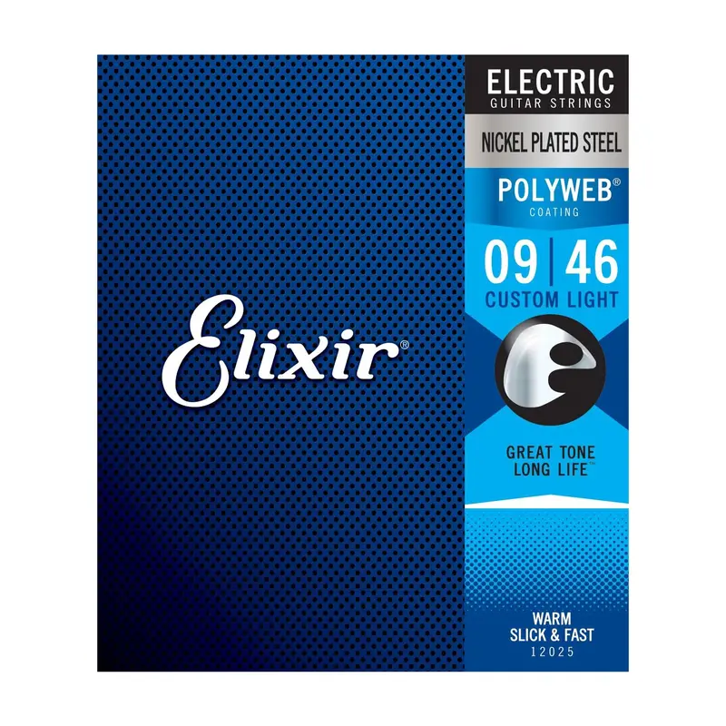 Elixir 12025 Polyweb Custom Light 9-42 Coated Electric Guitar Strings 1