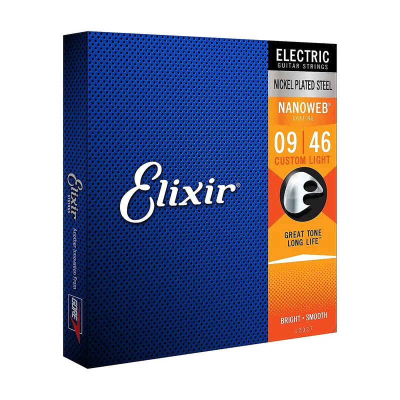 Elixir 12027 Electric Guitar Strings With Nanoweb Coating, Custom Light (.009-.046) 1