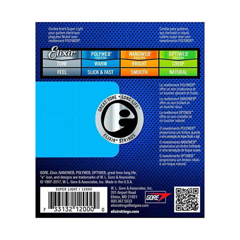 Elixir Electric Guitar Strings With Polyweb Coating, Super Light (.009-.042) 2
