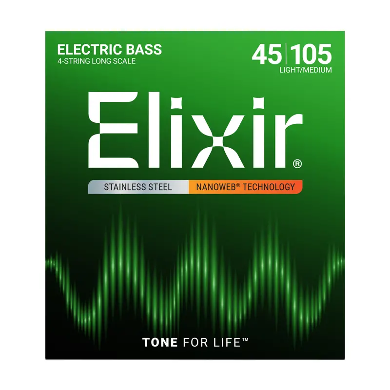 Elixir Strings 14677 .045-.105 Stainless Steel Electric Bass Strings With Nanoweb Technology 1