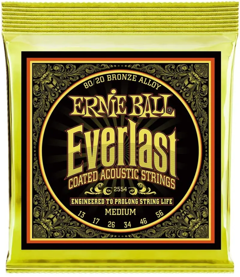 Ernie Ball Everlast Medium (13-56) Coated 80/20 Acoustic Guitar Strings 1