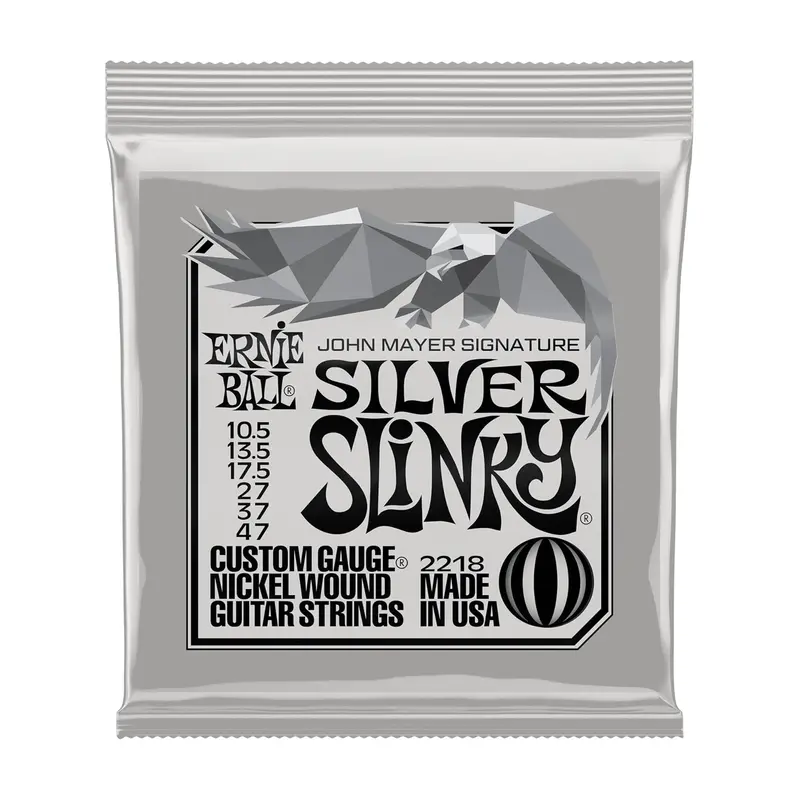 Ernie Ball P02218 John Mayer Silver Slinky Signature 10.5-47 Gauge Electric Guitar Strings 1