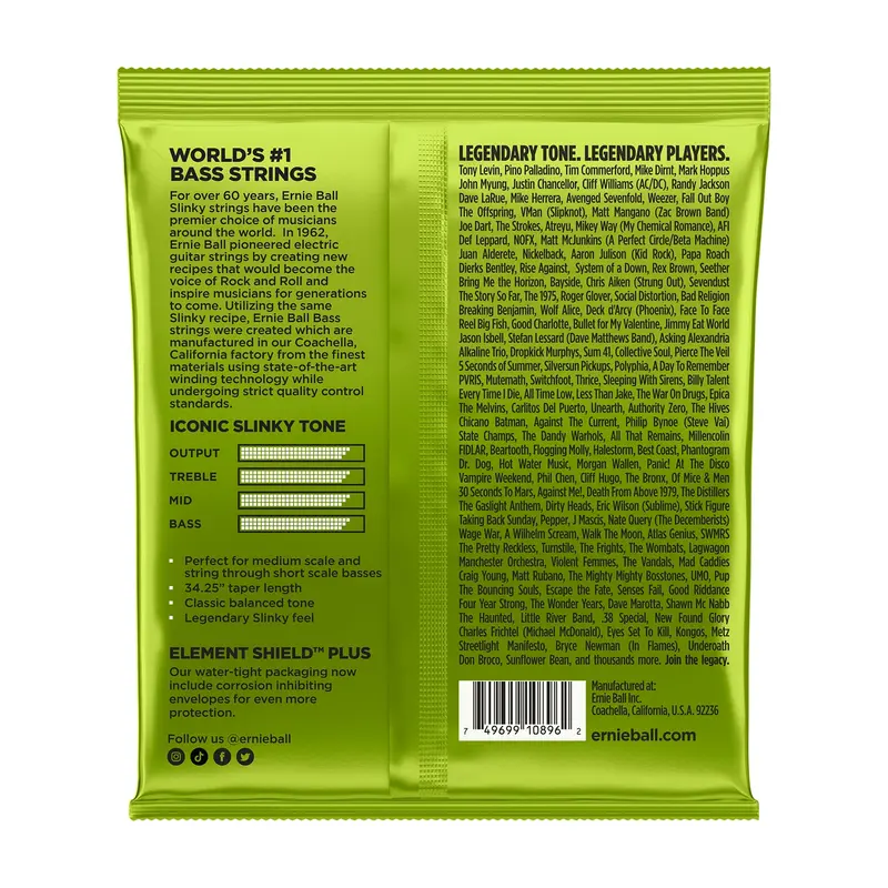 Ernie Ball P02856 Regular Slinky Nickel-Wound .045-.105 Medium-Scale Electric Bass Guitar Strings 2