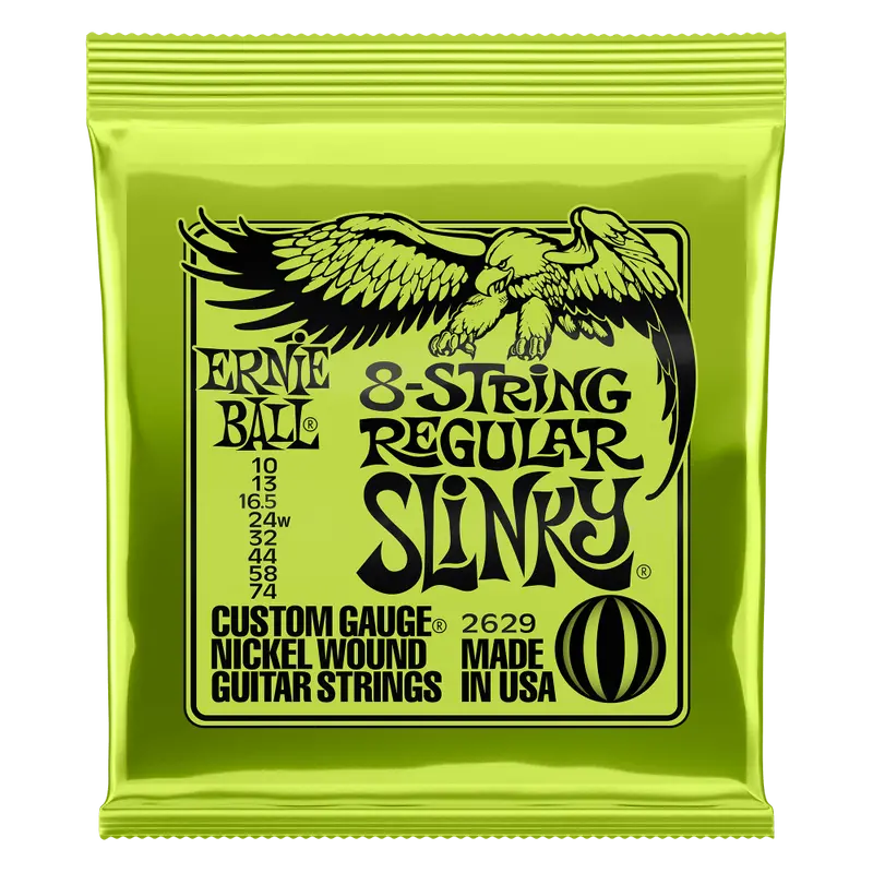 Ernie Ball Regular Slinky 10-74 Electric Guitar Strings, 8-String Set 1
