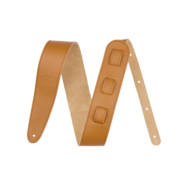 Fender 2.5" Wide Limited Edition Leather Guitar Strap Laurel Tan 1