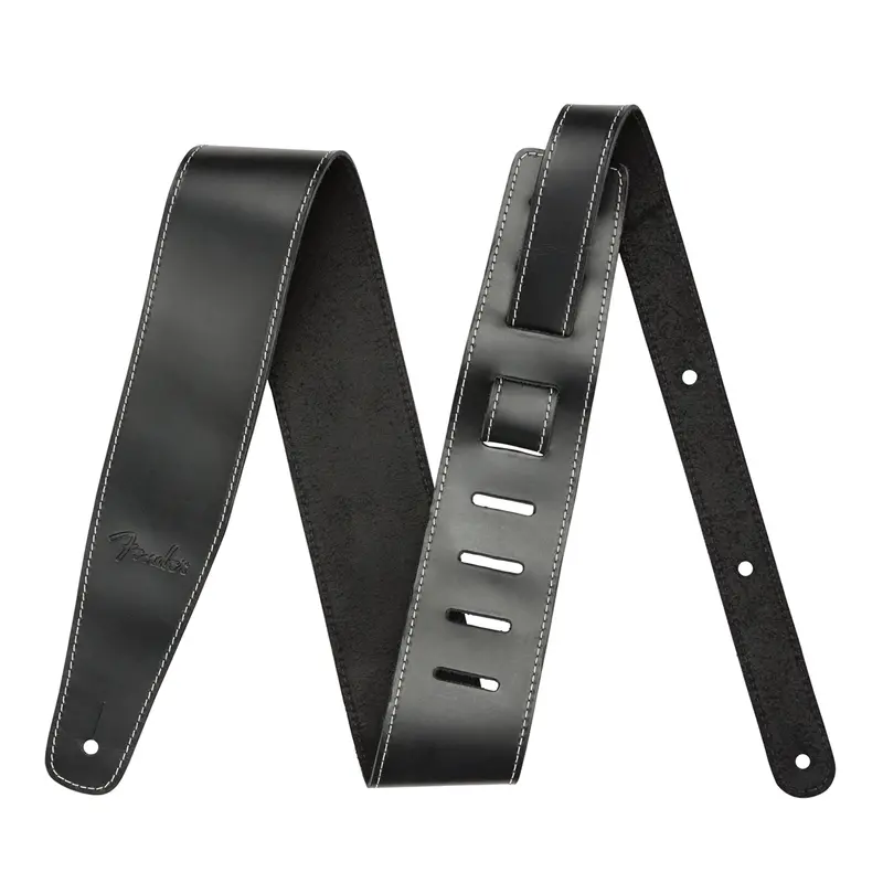 Fender Broken-In Leather Black Guitar Strap - Black 1