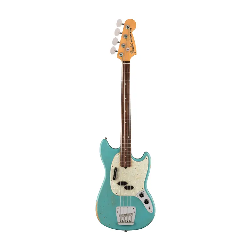 Fender Jmj Road Worn Mustang Solidbody Electric Bass - Faded Daphne Blue 1