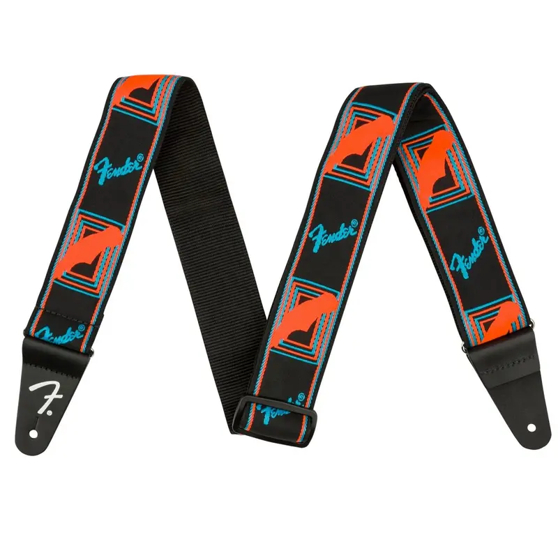Fender Neon Monogram Guitar Strap - Blue/Orange 1