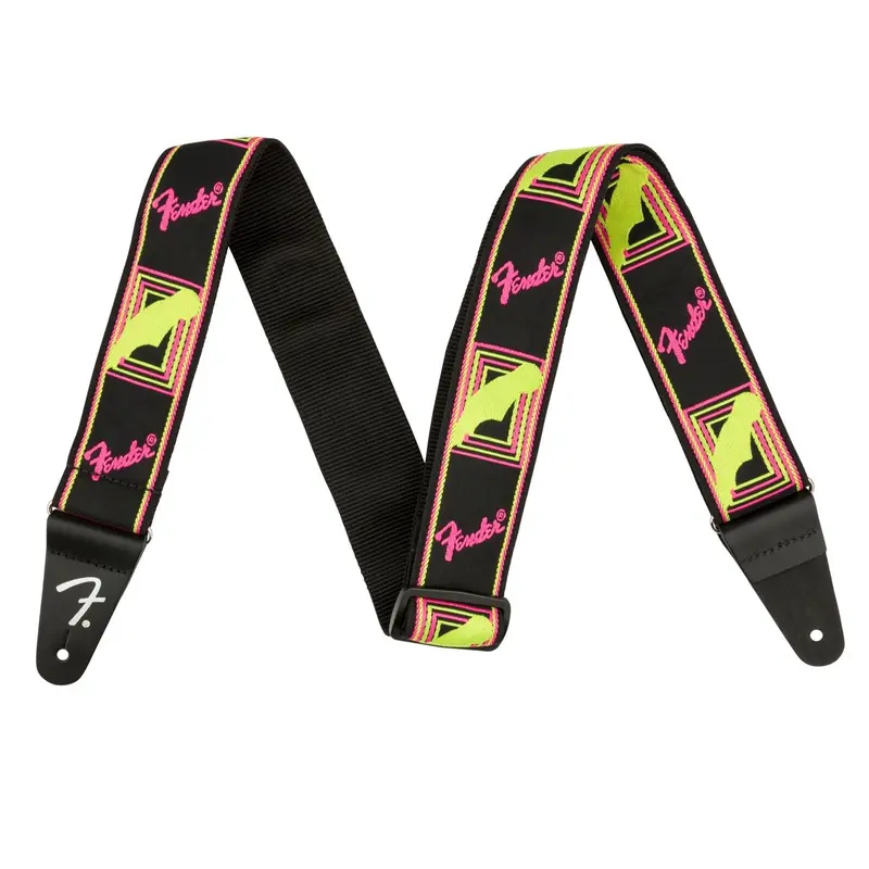 Fender Neon Monogram Guitar Strap - Yellow/Pink 1