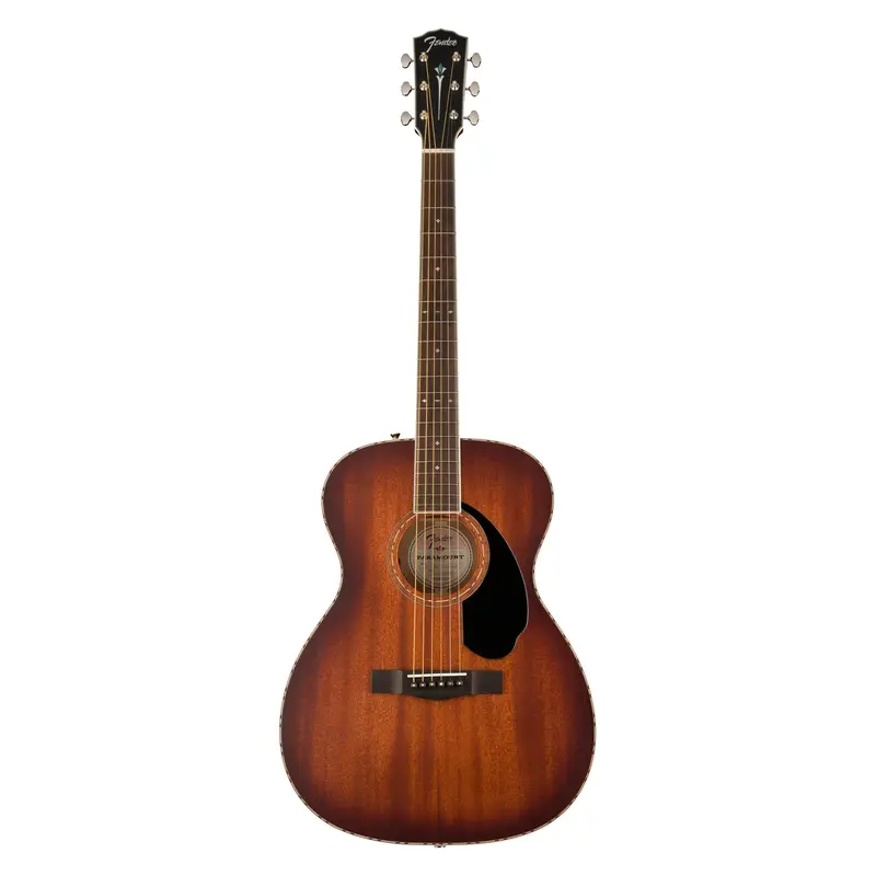 Fender Paramount Po-220E All Mahogany Orchestra Acoustic-Electric Guitar - Aged Cognac Burst 1