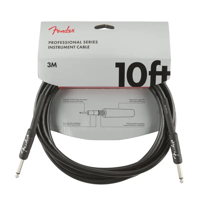 Fender Professional Series 10' Instrument Cable - Black 1