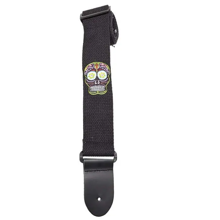 Henry Heller 2" Cotton Guitar Strap Intricate Sugar Skull Design 1