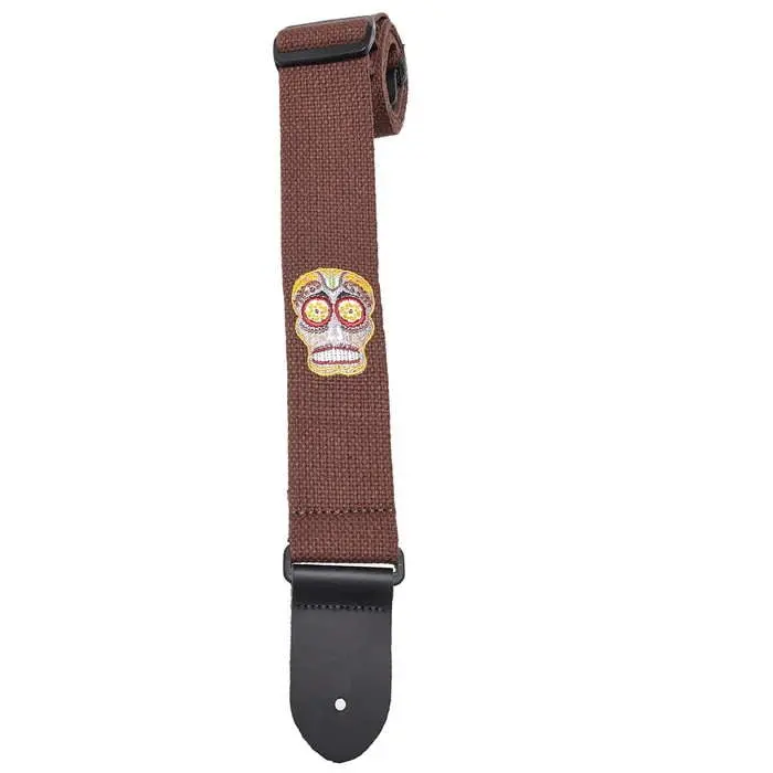 Henry Heller 2" Cotton Guitar Strap Intricate Sugar Skull Design 2