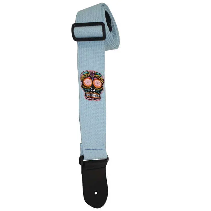 Henry Heller 2" Cotton Guitar Strap Intricate Sugar Skull Design 5