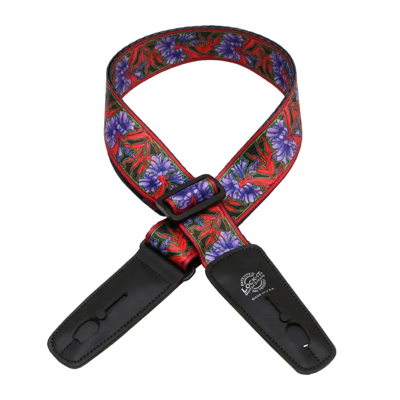 Lock-It Straps Bob Masse Series 2" Plush Poly Strap With Locking Ends - Purple Flowers 1