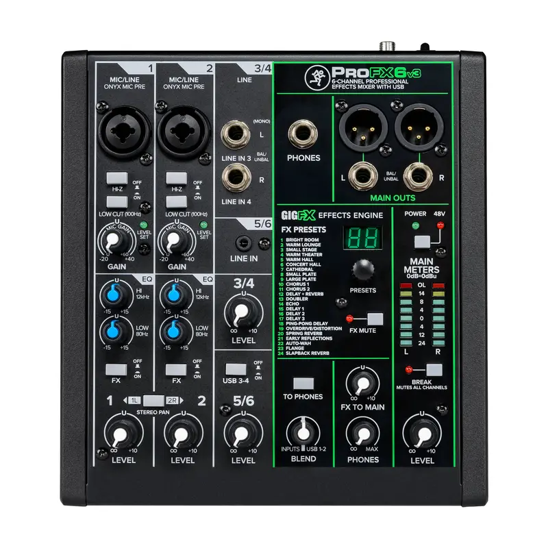 Mackie Profx6v3 6-Channel Professional Effects Mixer With Usb 1
