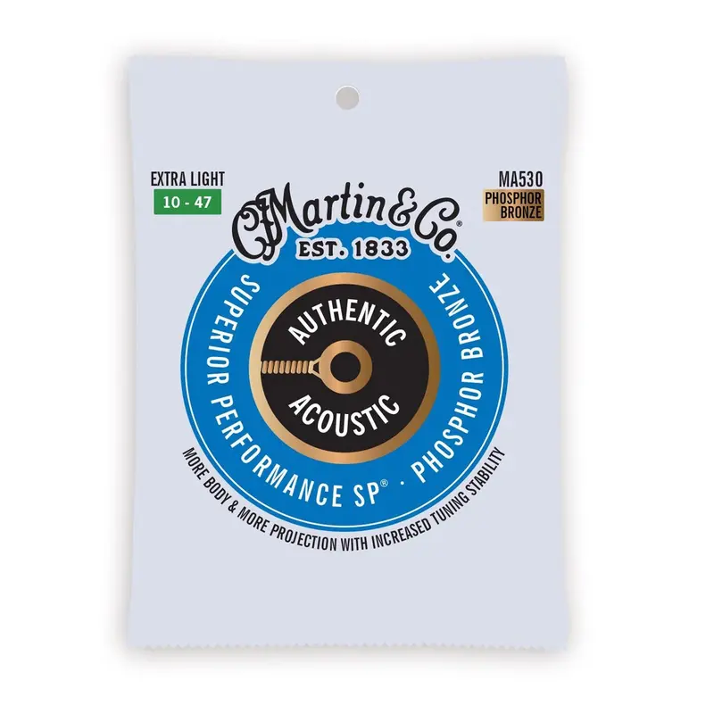 Martin Ma530s Authentic Acoustic Marquis Silked 92/8 Phosphor Bronze Guitar Strings 10-47 1