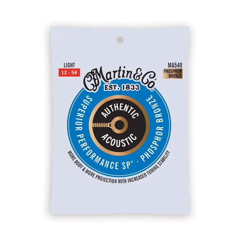 Martin Ma540 Authentic Acoustic Superior Performance 92/8 Phosphor Bronze Guitar Strings - .012-.054 Light 1