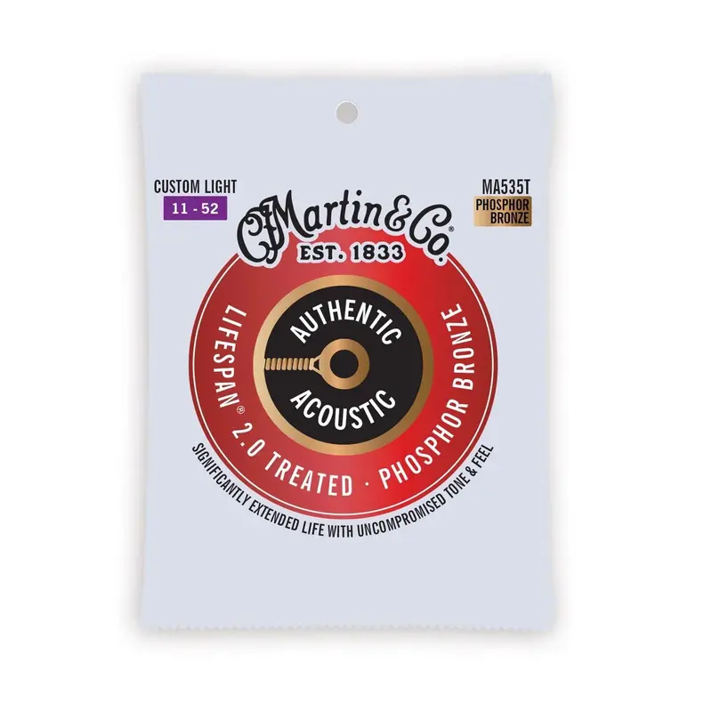 Martin Ma540t Authentic Acoustic Lifespan 2.0 Acoustic Guitar Strings - .012-.054 Light 1