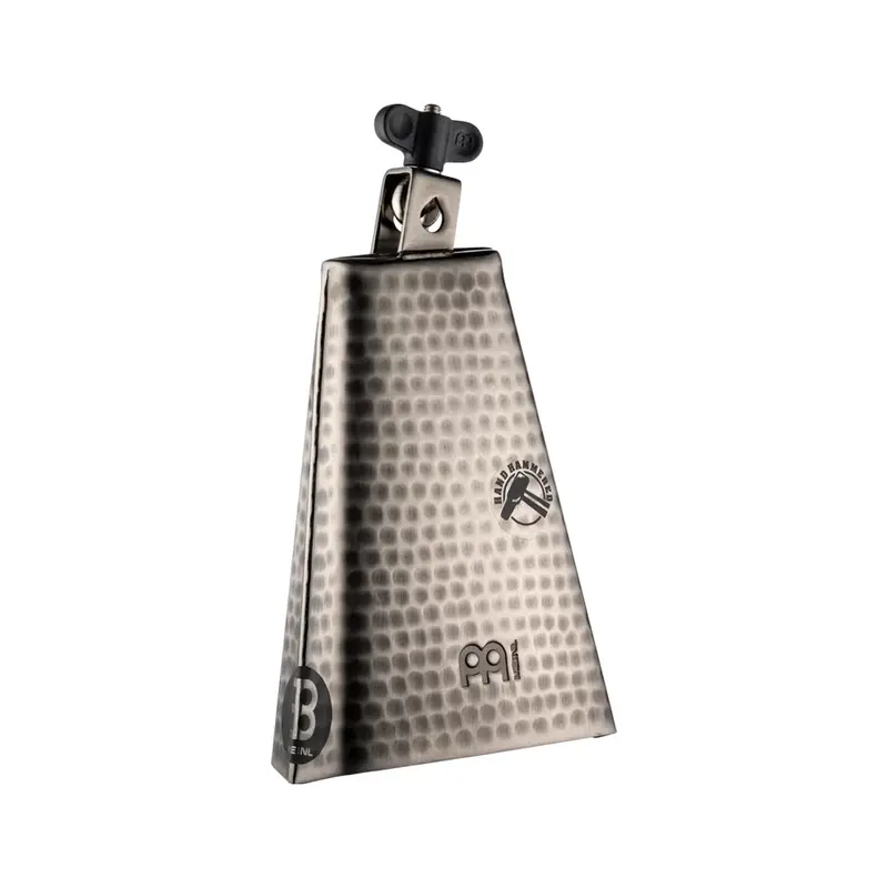 Meinl 8" Big Mouth Hand Hammered Steel Cowbell- Steel Color Finish 1