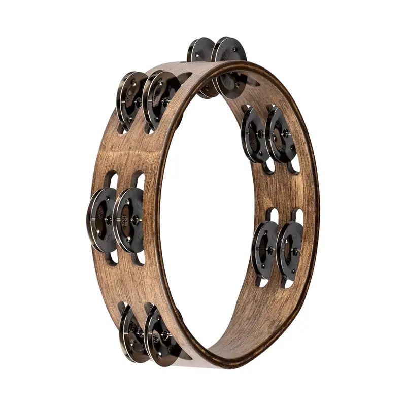 Meinl Cta2wb 8" Compact Double Row, Steel Jingles Tambourine - Walnut Brown 1