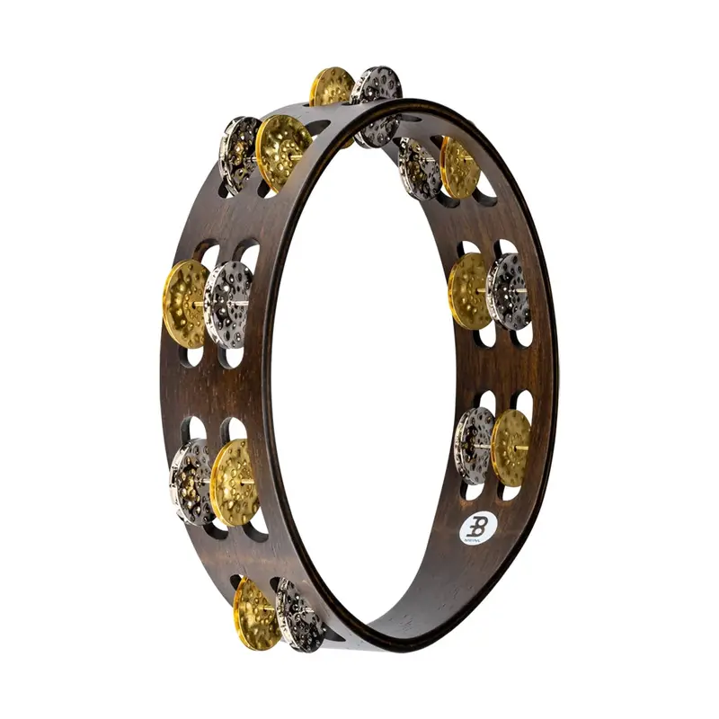 Meinl Vintage Wood Tambourine With Dual Alloy Jingles 10 In. Walnut Brown 1