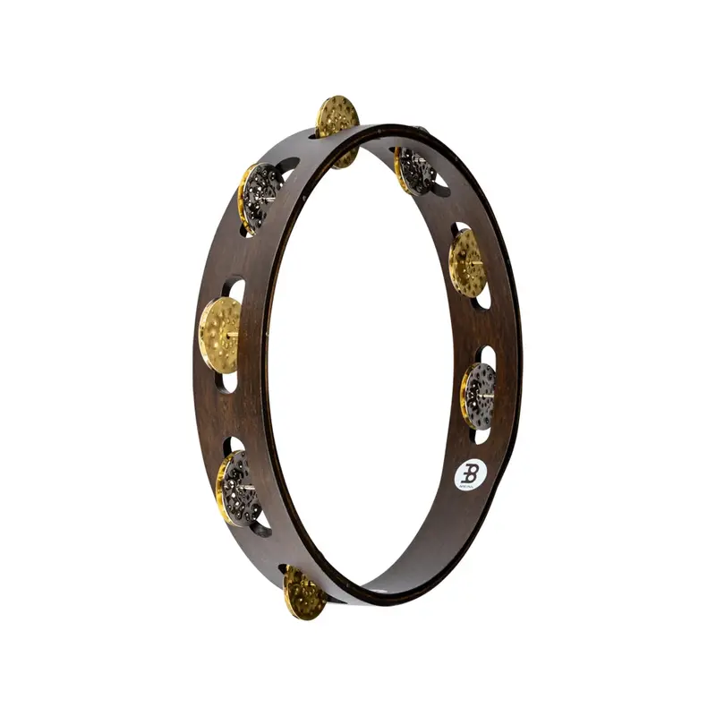 Meinl Vintage Wood Tambourine With Dual Alloy Jingles 10 In. Walnut Brown 1