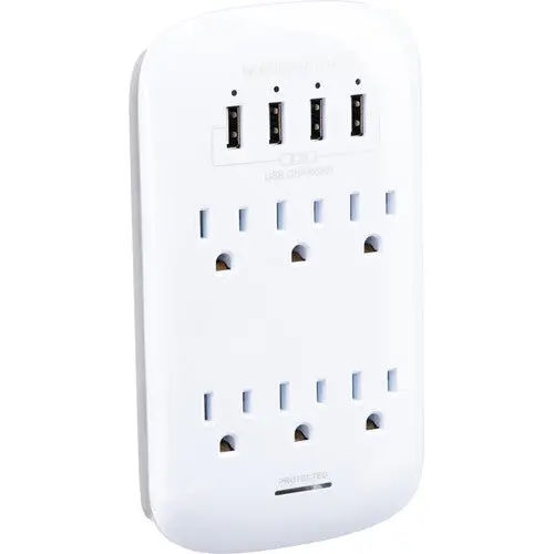 Monster 6 Outlet Cable Wall Tap Surge Protector - White 1