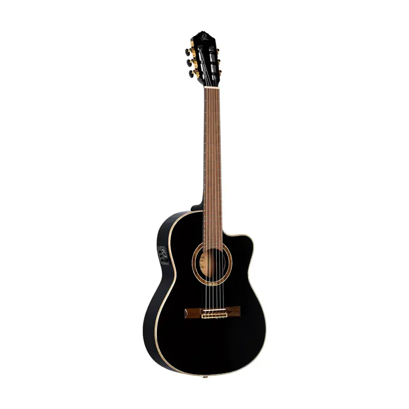 Ortega Performer Series Rce138-T4bk Thinline Acoustic Electric Nylon Guitar Black 1