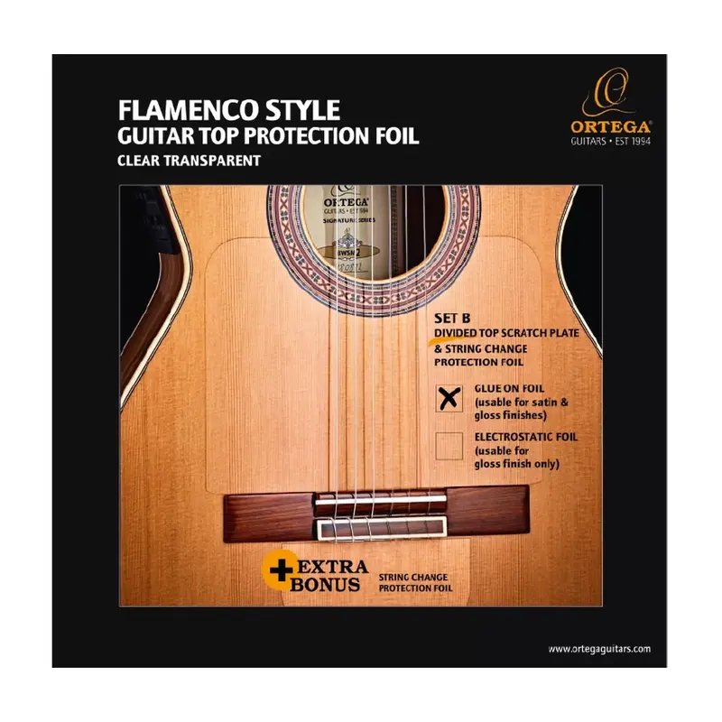 Ortega Pick Guard Divided Top Plate & Bridge - Clear And Permanent 1