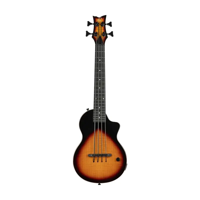 Ortega Solid Body Ukebass Mahogany & Flamed Maple Rechargeable Pu - Tobacco Sunburst 2