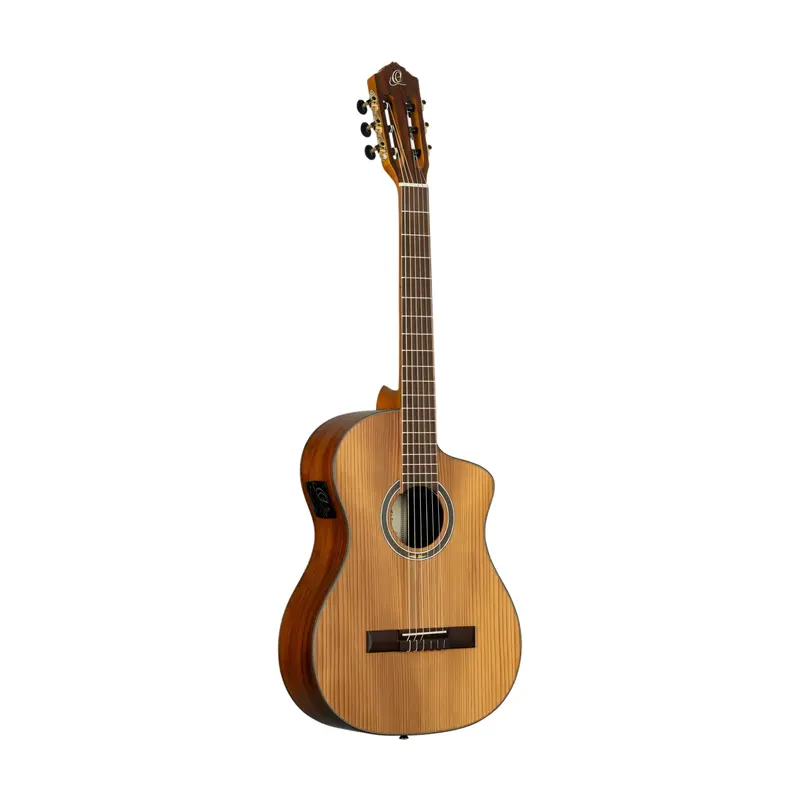 Ortega Thermo Series Roasted Solid Top Short Scale Slim Neck Acoustic-Electric Nylon Classical Guitar W/ Bag 1