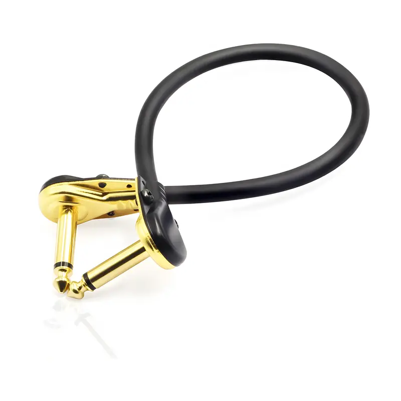 Pbs 1/4 Inch Golden Right Angle Mono Ts Jack Instrument Patch Cable Ds-05 1