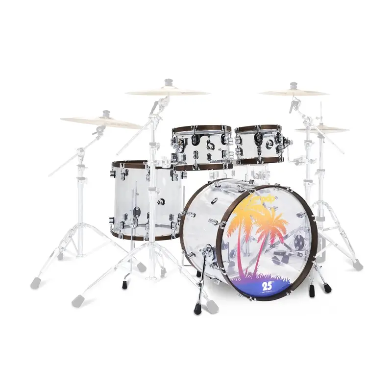 Pdp 25Th-Anniversary 4-Piece Shell Pack - Clear Acrylic With Walnut-Stained Hoops 1