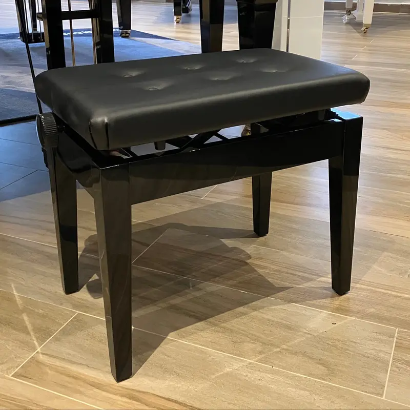 Pearl River Adjustable & Cushioned Piano Bench - Polished Ebony 1
