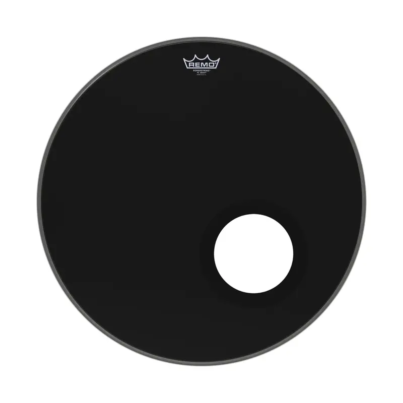 Remo 22" Powerstroke P3 Ebony Bass Drumhead - 5" Black Dynamo 1