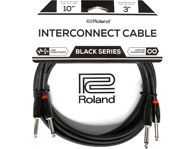 Roland Black Series Dual Dual 1/4"-1/4" Interconnect Cable 10 Ft. Black 1